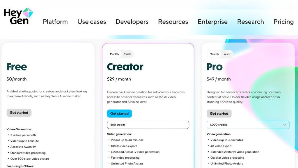 heygen pricing
